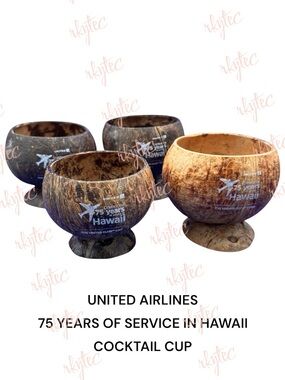 United Airlines 75 Years of Service in Hawaii Coconut Cocktail Cup Promo